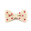 Beige Punkt Fliege mit Magenta Polka Dots