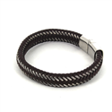 Armband aus geflochtenem braunem Leder und Stahl