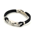 Armband aus Edelstahl und schwarzem Gummi