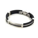 Armband aus Edelstahl und schwarzem Gummi mit rechteckigem Motiv