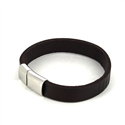 Armband aus Edelstahl und braunem Leder