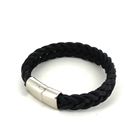 Armband aus Edelstahl und schwarzem Leder