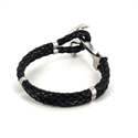 Armband aus Edelstahl und schwarzem Leder mit Anker