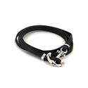 Armband aus Edelstahl und schwarzem Leder mit Anker I