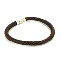 Armband aus schwarzem und braunem Zylinder aus Stahl und Leder