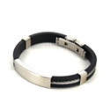 Armband aus Stahlseil und schwarzem Gummi mit glattem Motiv