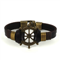 Armband aus braunem Leder mit Steuerrad