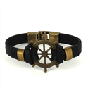 Armband aus schwarzem Leder mit Steuerrad