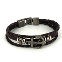 Geflochtenes Armband aus dunkelbraunem Leder mit Anker
