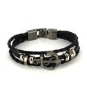 Geflochtenes Armband aus schwarzem Leder mit Anker